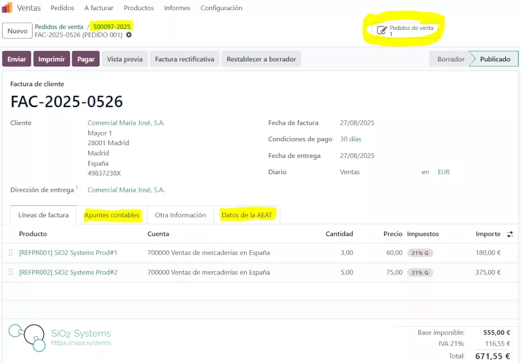 Odoo: pantallazo de ventas 3