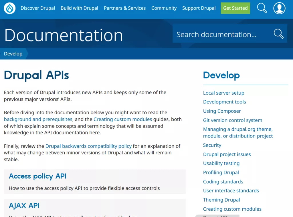 Documentación de las API de Drupal