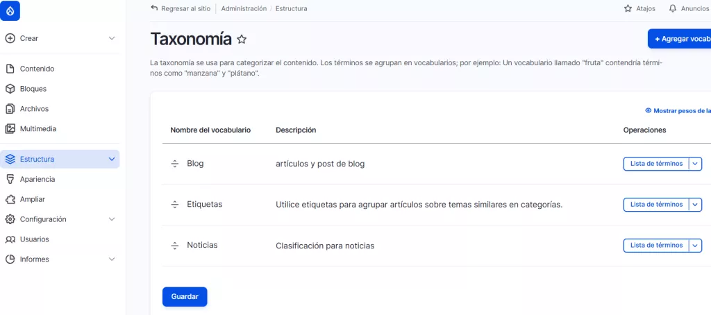 Taxonomías en Drupal