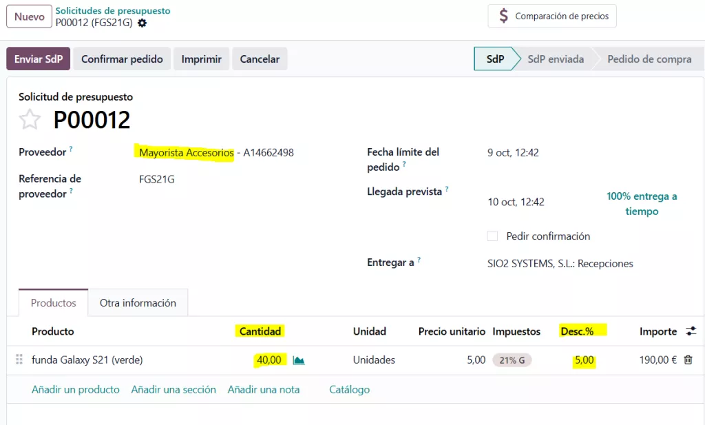 Odoo - Listas de precios de proveedor 02