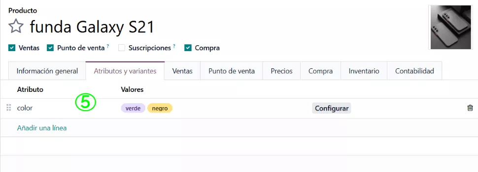 Configuración de producto en Odoo - 2